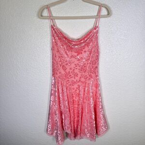 Free People Antoinette Mini Dress Womens Small Velvet Floral Flowy Skater Y2K